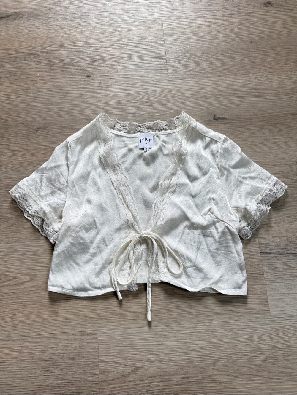Polly white satin tie-front crop top coquette romantic Y2K fairycore style